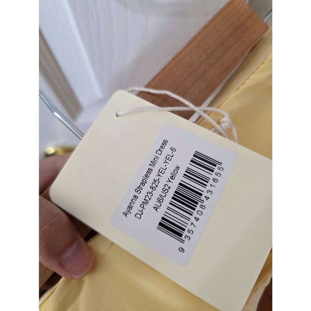 Peppermayo Della Strapless Mini Dress - Yellow US 2 NWT - Picture 9 of 10
